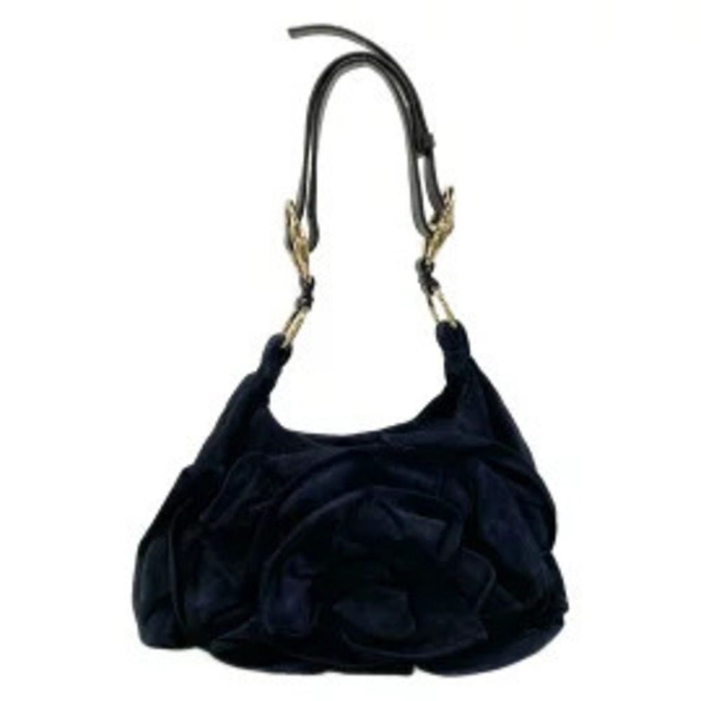 Saint Laurent Yves Rive Gauche YSL Nadja Shoulder Bag Flower Navy Blue